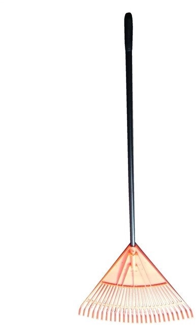 PLASTIC FAN RAKE WITH METAL HANDLE