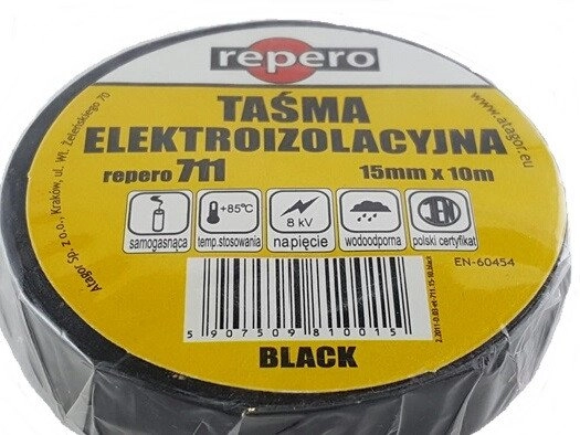 REPERO 711E INSULATING TAPE BLACK 15MMX10M