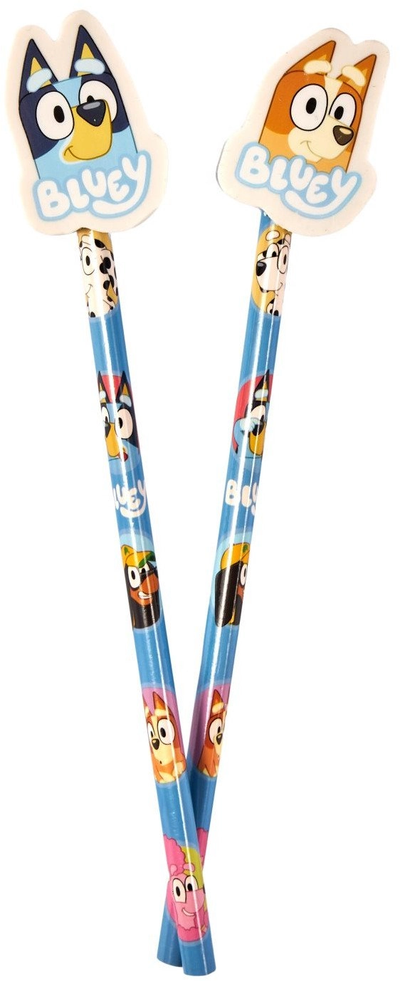 BLUEY 2-pack pencils w/2 eraser toppers