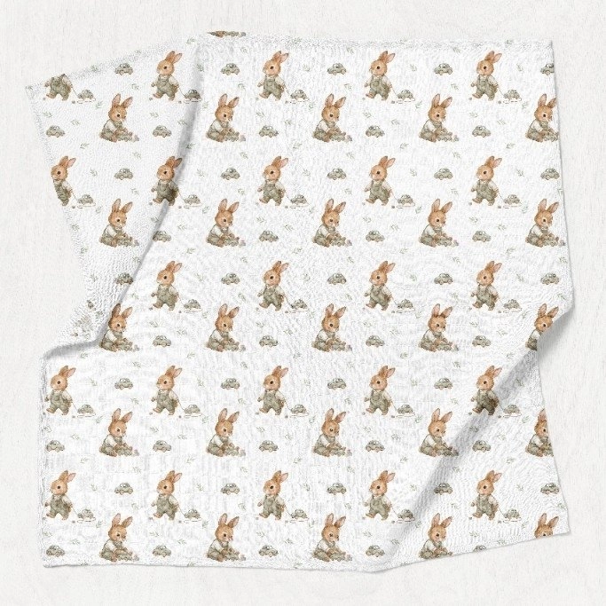 Bocioland BOCIOLAND BL317-BAMBOO DIAPER 75X75 BUNNY/CARS