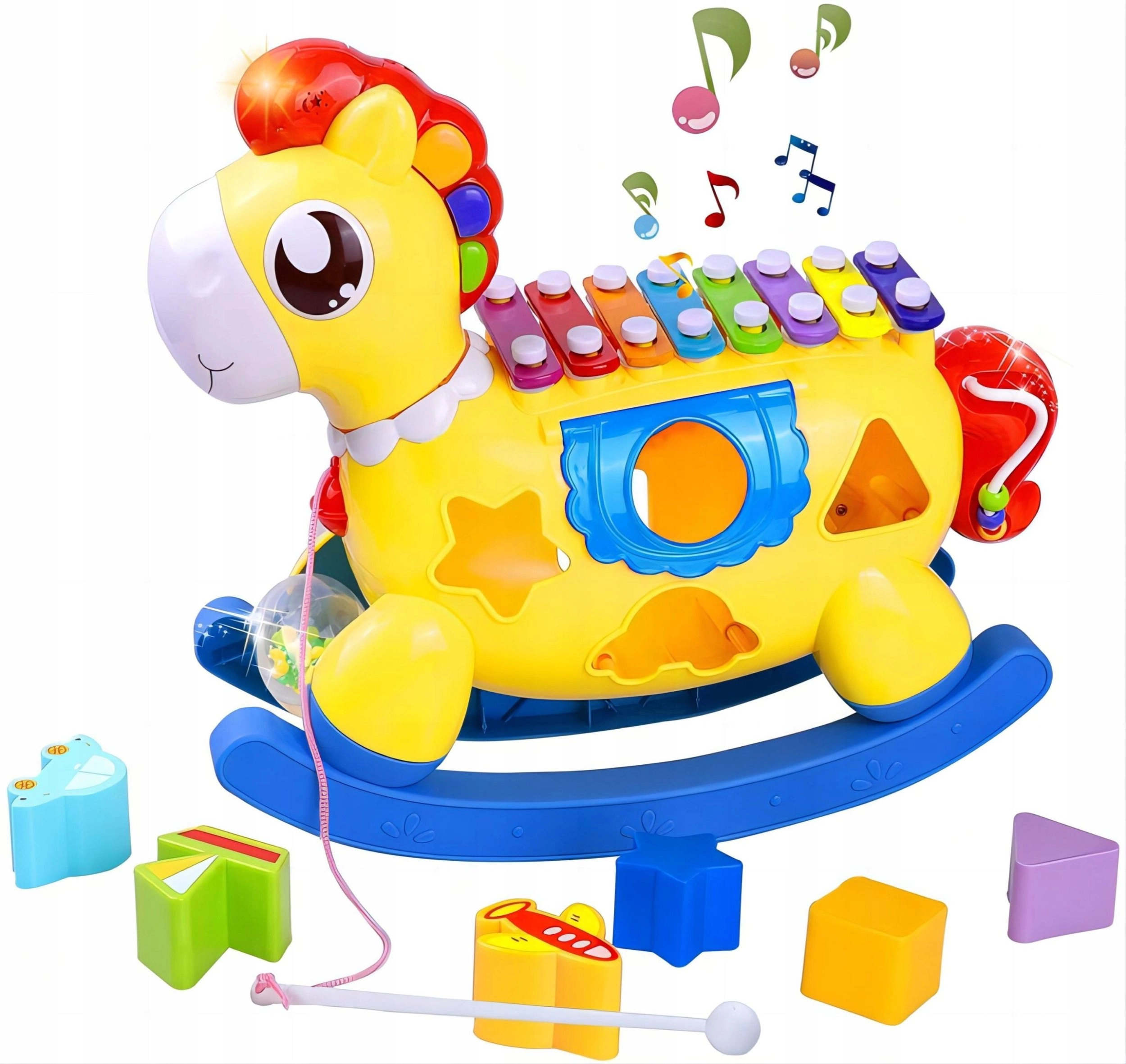Cymbal sorter rocking horse for children