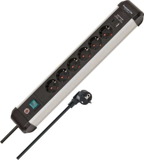 Brennenstuhl Premium-Alu-Line 6-way power strip 2x
