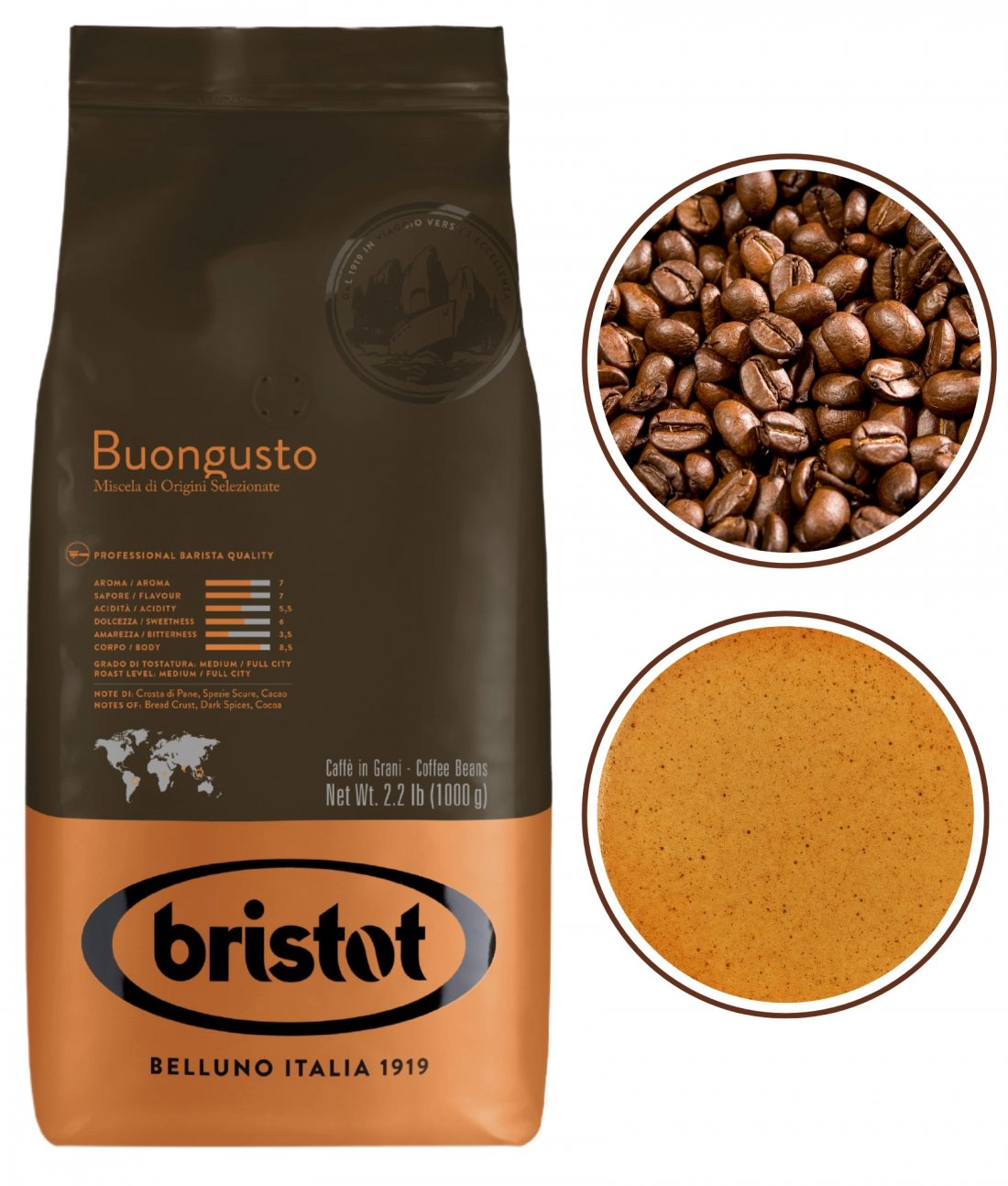 Bristot Buongusto coffee beans for espresso