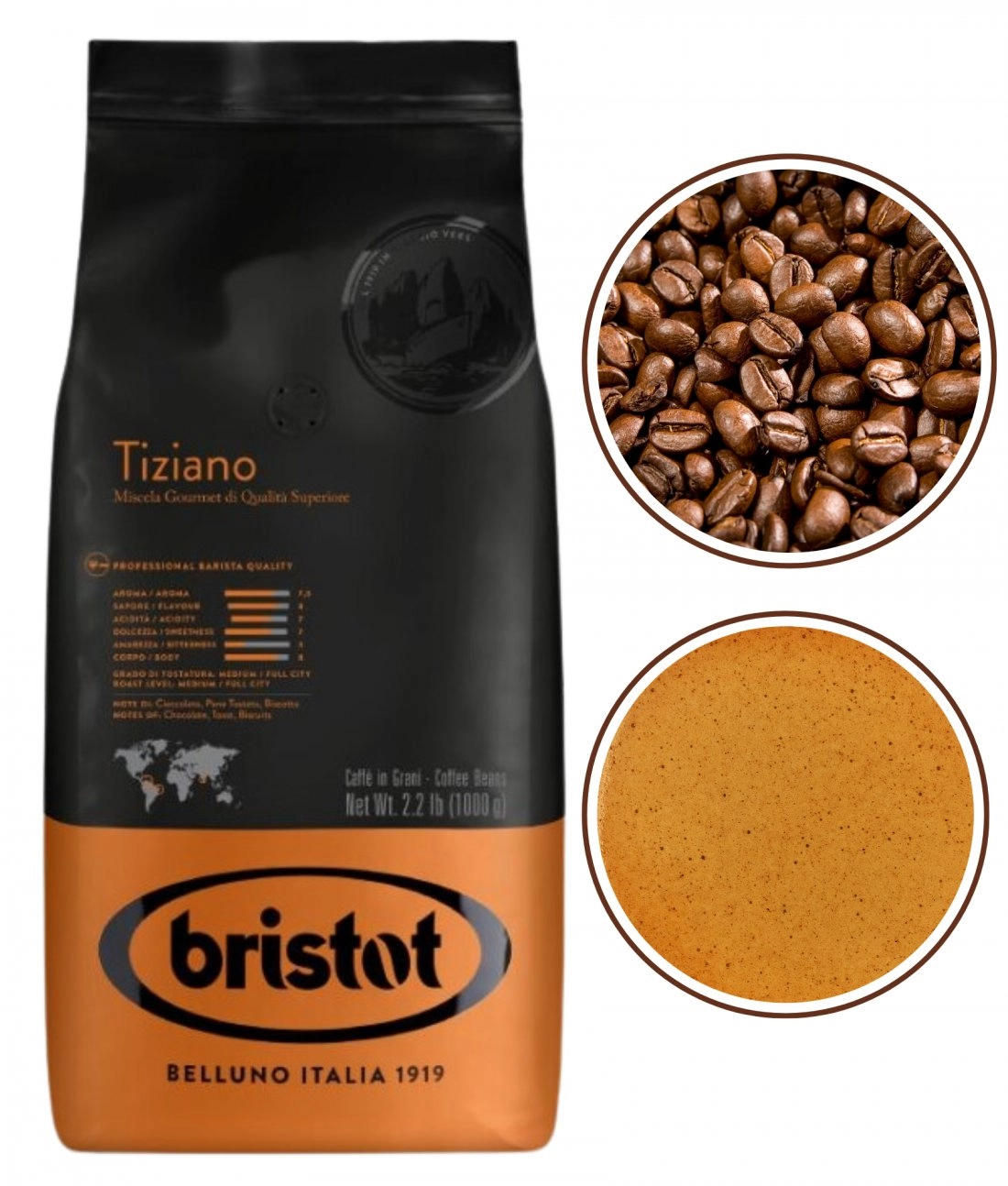 Bristot Tiziano Black coffee beans for