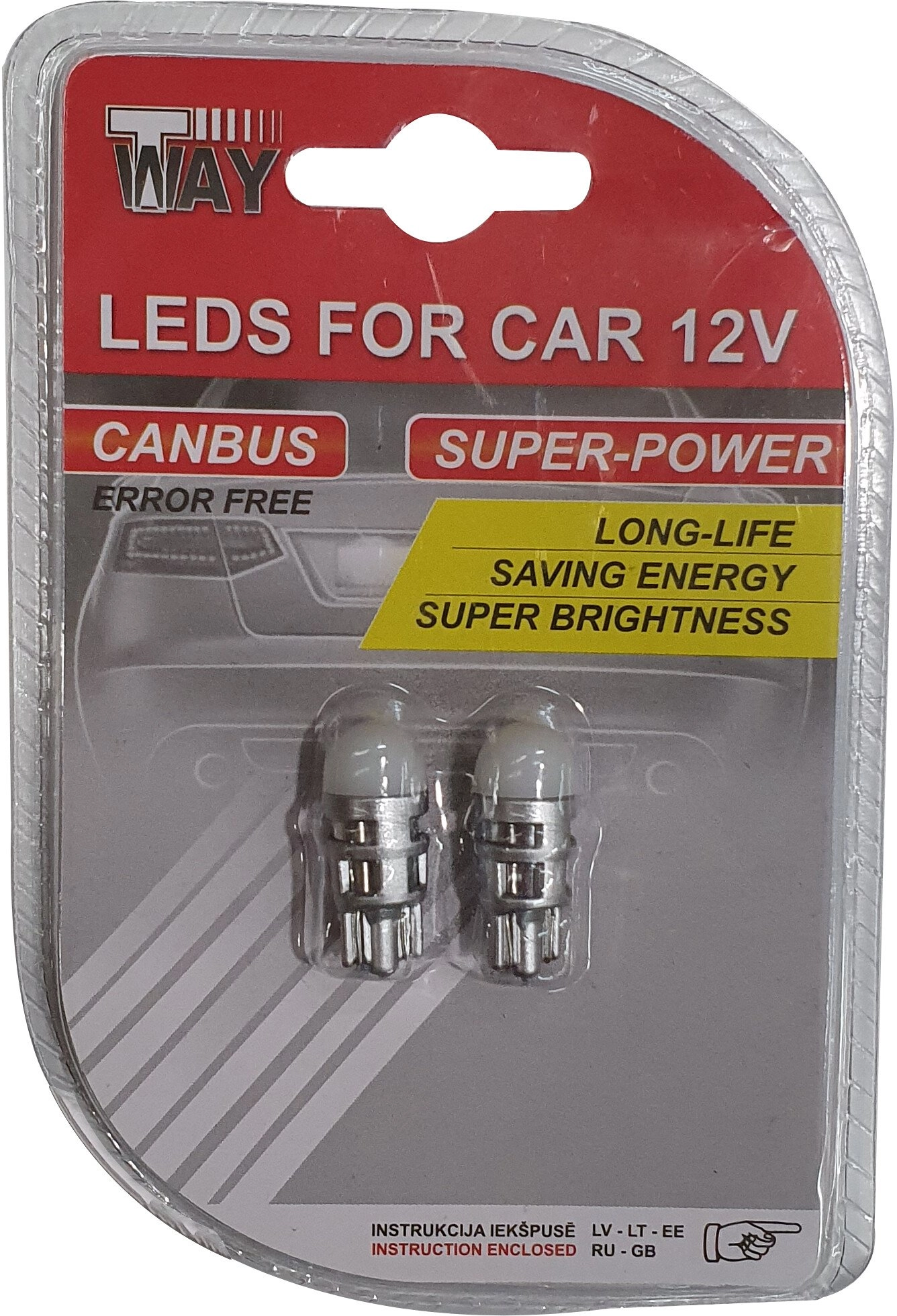LED BULBS T10 CANBUS WHITE 2PCS
