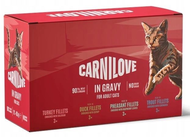 CARNILOVE CAT POUCH GRAVY MULTIPACK 12X85g