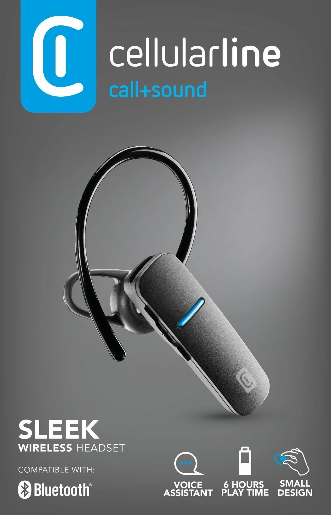 Cellularline SLEEK Bluetooth headset headphones  black