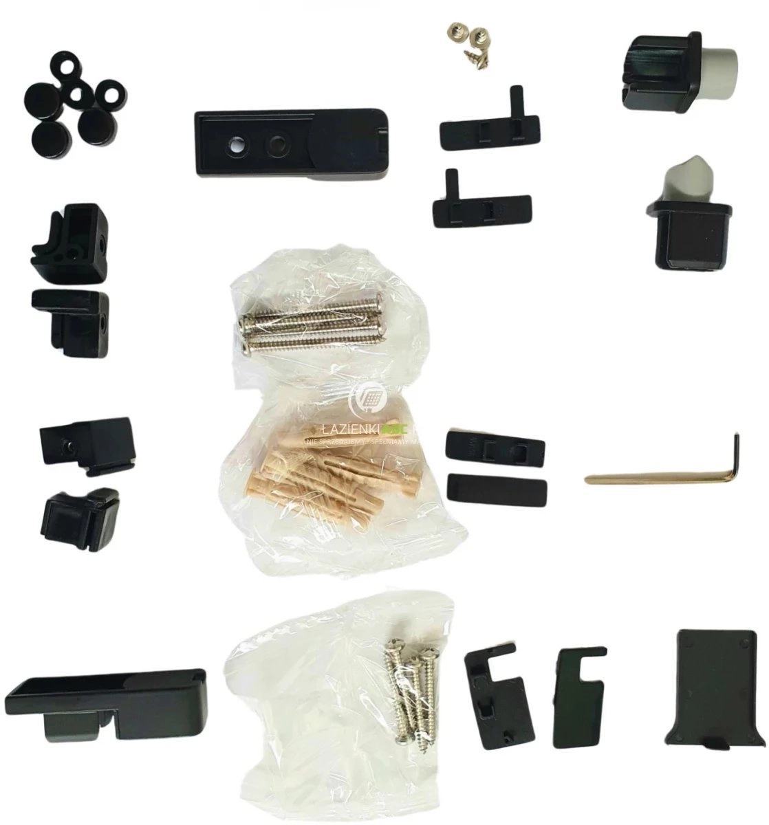 SET OF PLASTIC ELEMENTS AND SCREWS
