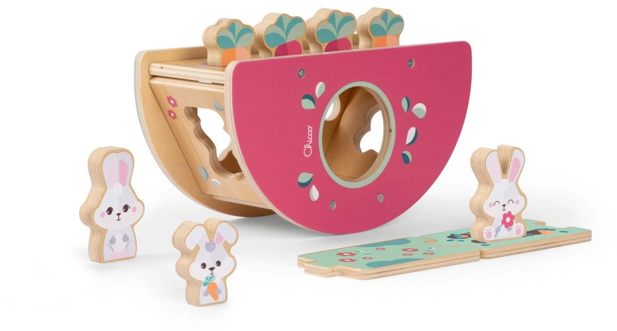 Wooden bunny hill with shape sorter