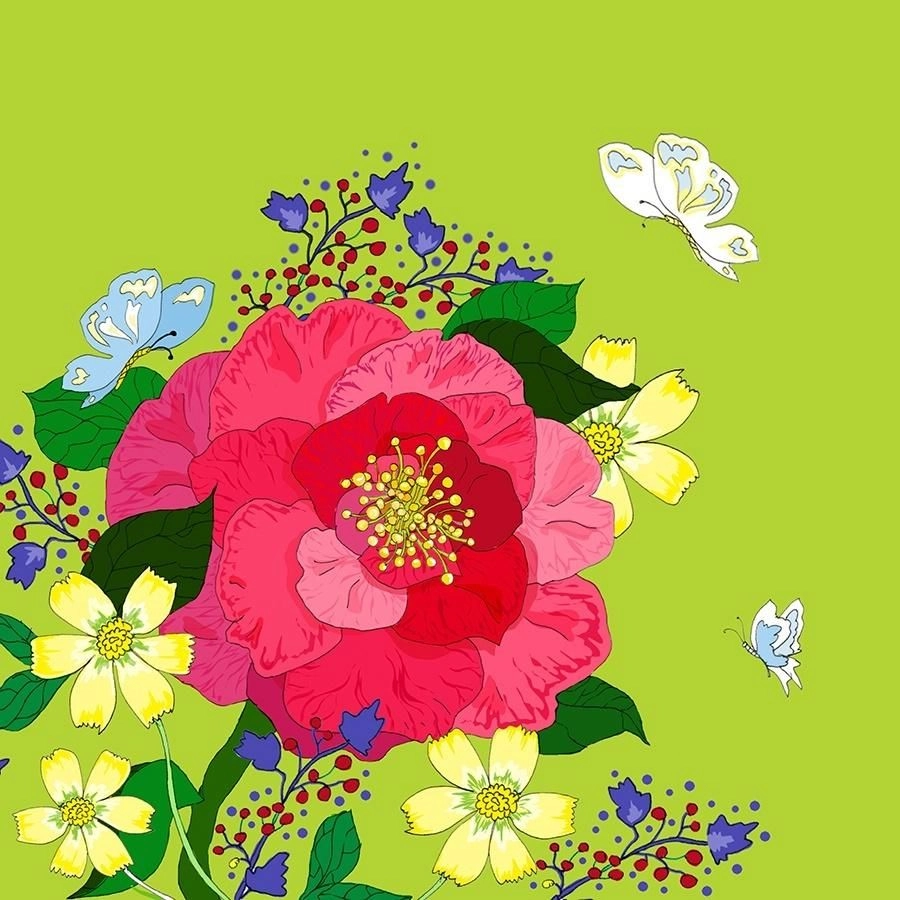 Swarovski square card CL0605 Lime flowers