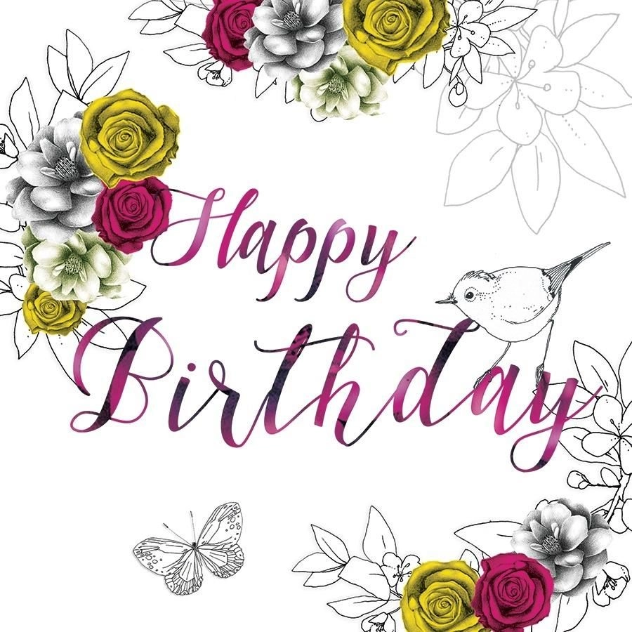 Swarovski square card CL1401 Birthday flowers