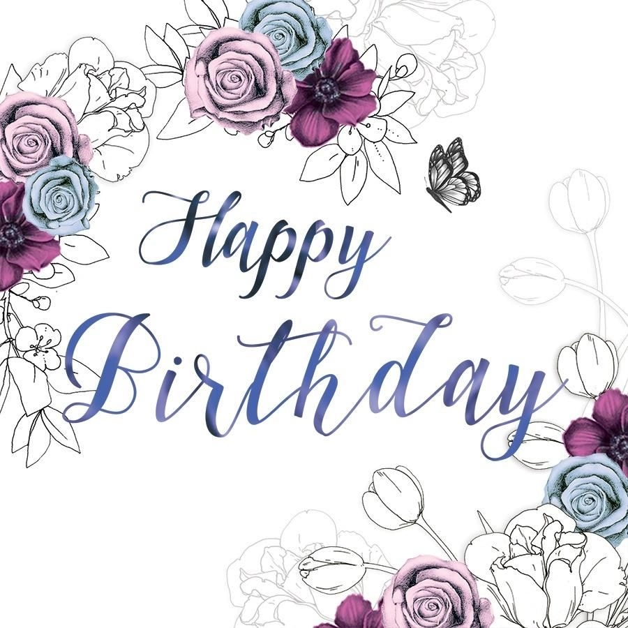 Swarovski square card CL1407 Birthday flowers