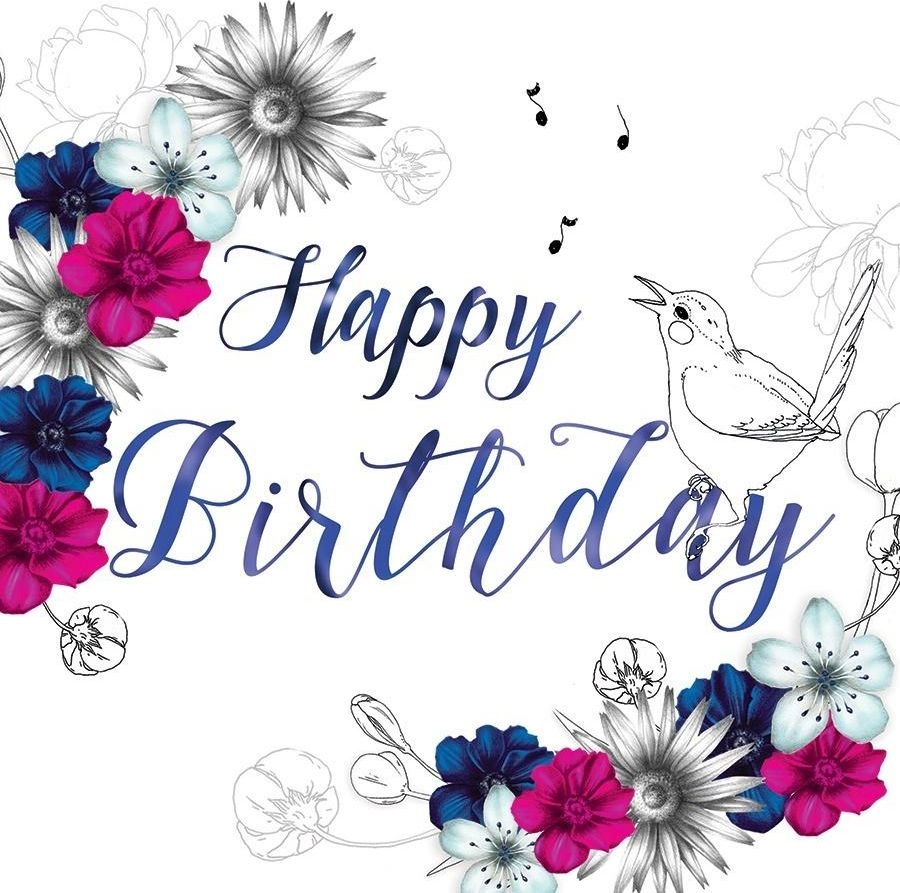 Swarovski square card CL1411 Birthday flowers