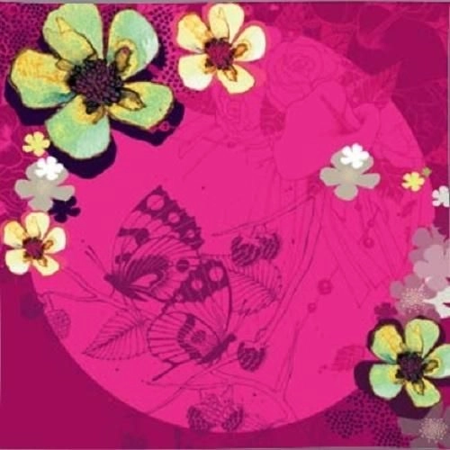 Swarovski square card CL2905_BL Fuchsia flowers