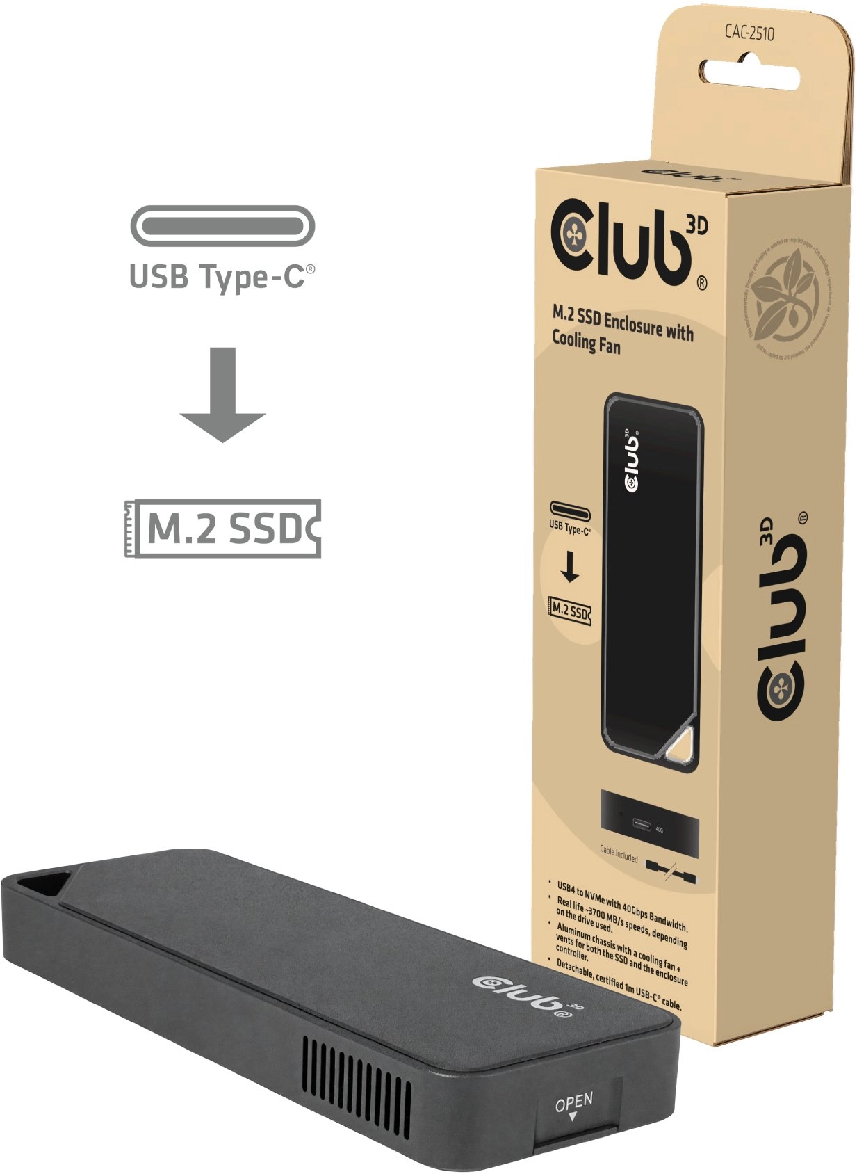 CLUB3D M.2 SSD Enclosure with
