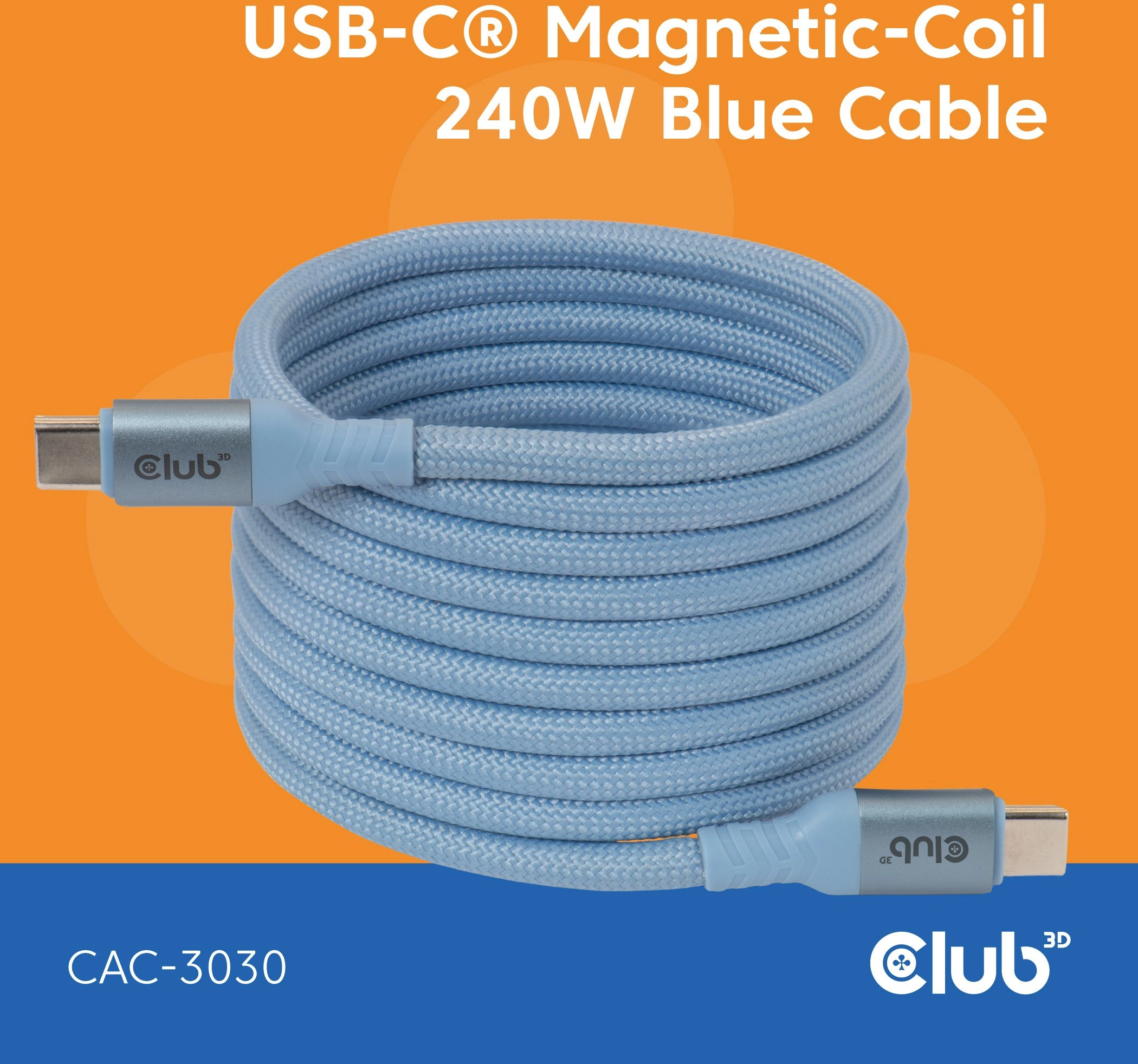 Club3D Lifestyle USB-C Magnetic Cable 240W