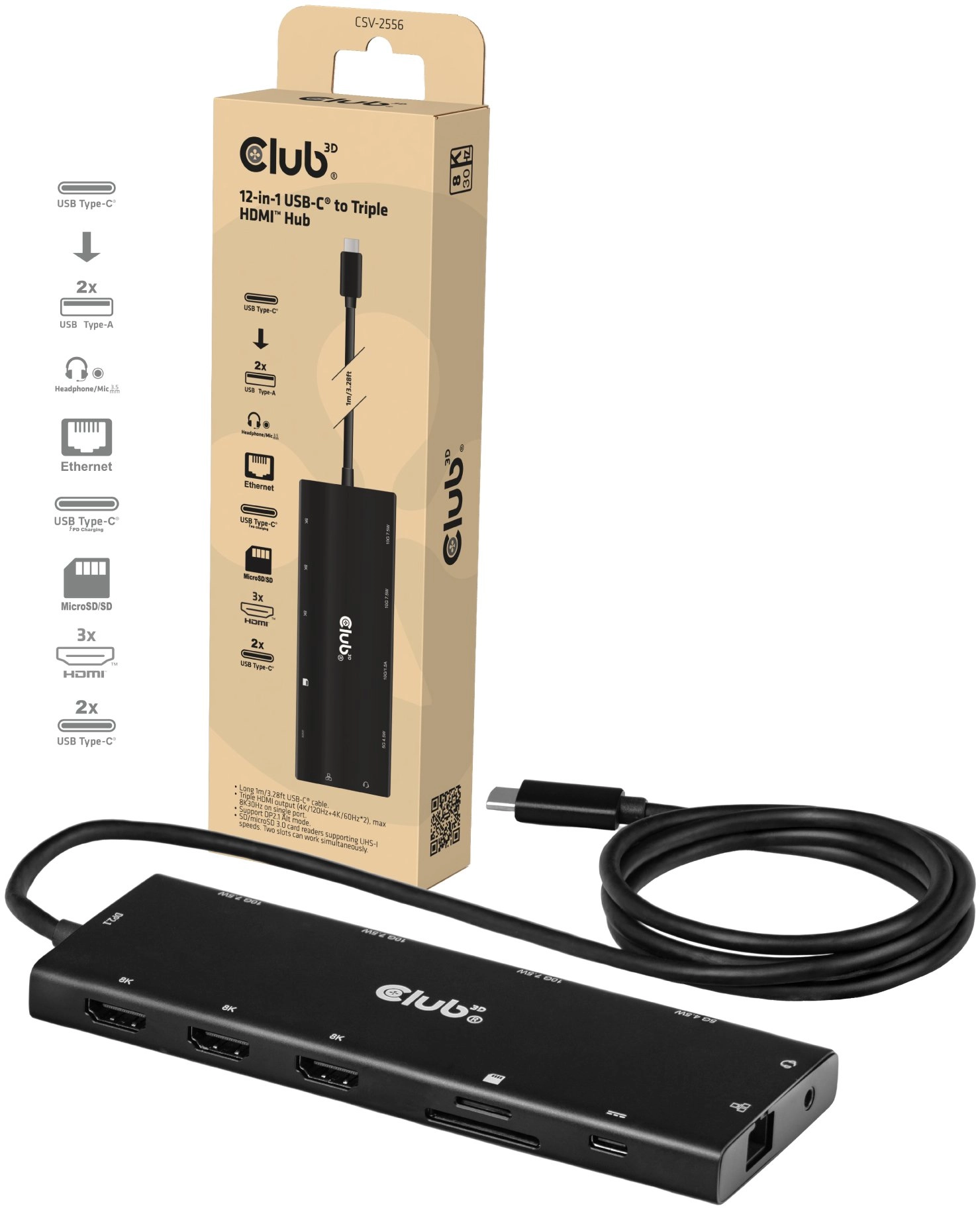 CLUB3D 12-in-1 USB-C® to Triple HDMI™