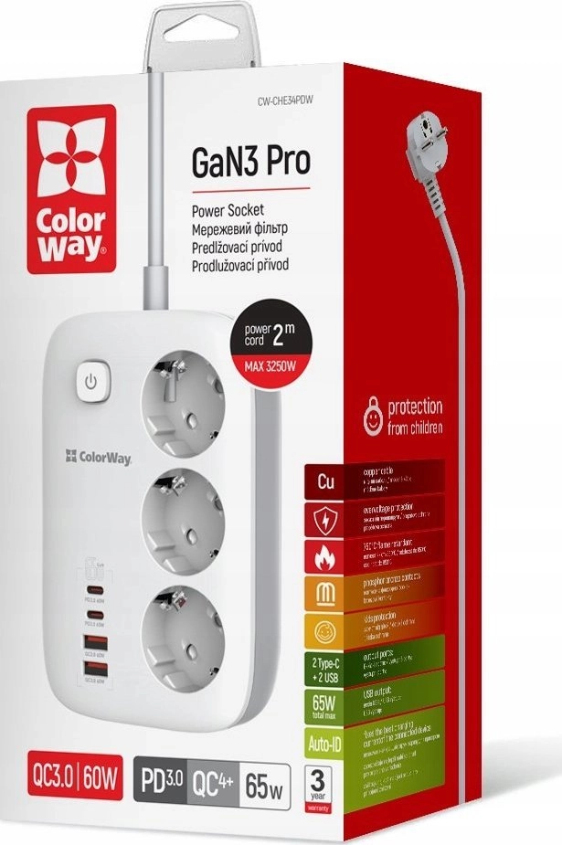 Colorway Przedłużacz Listwa zasilająca olorWay 3