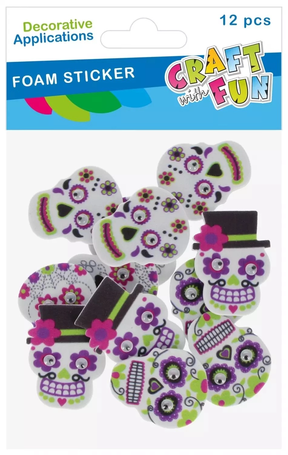 EVA SKULL ORNAMENT FRIENDLY MEXICO 12PCS