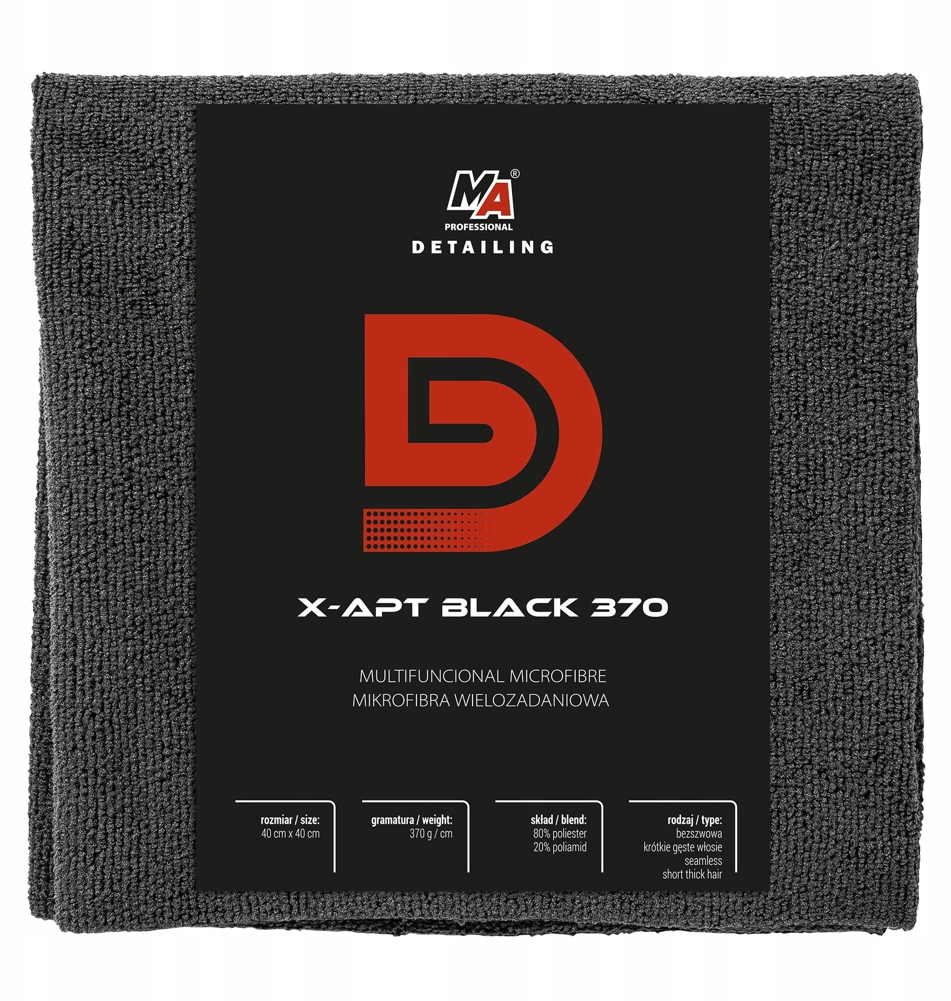 DWR DETAILER MIKROFIBRA X-APT BLACK 370G/M2