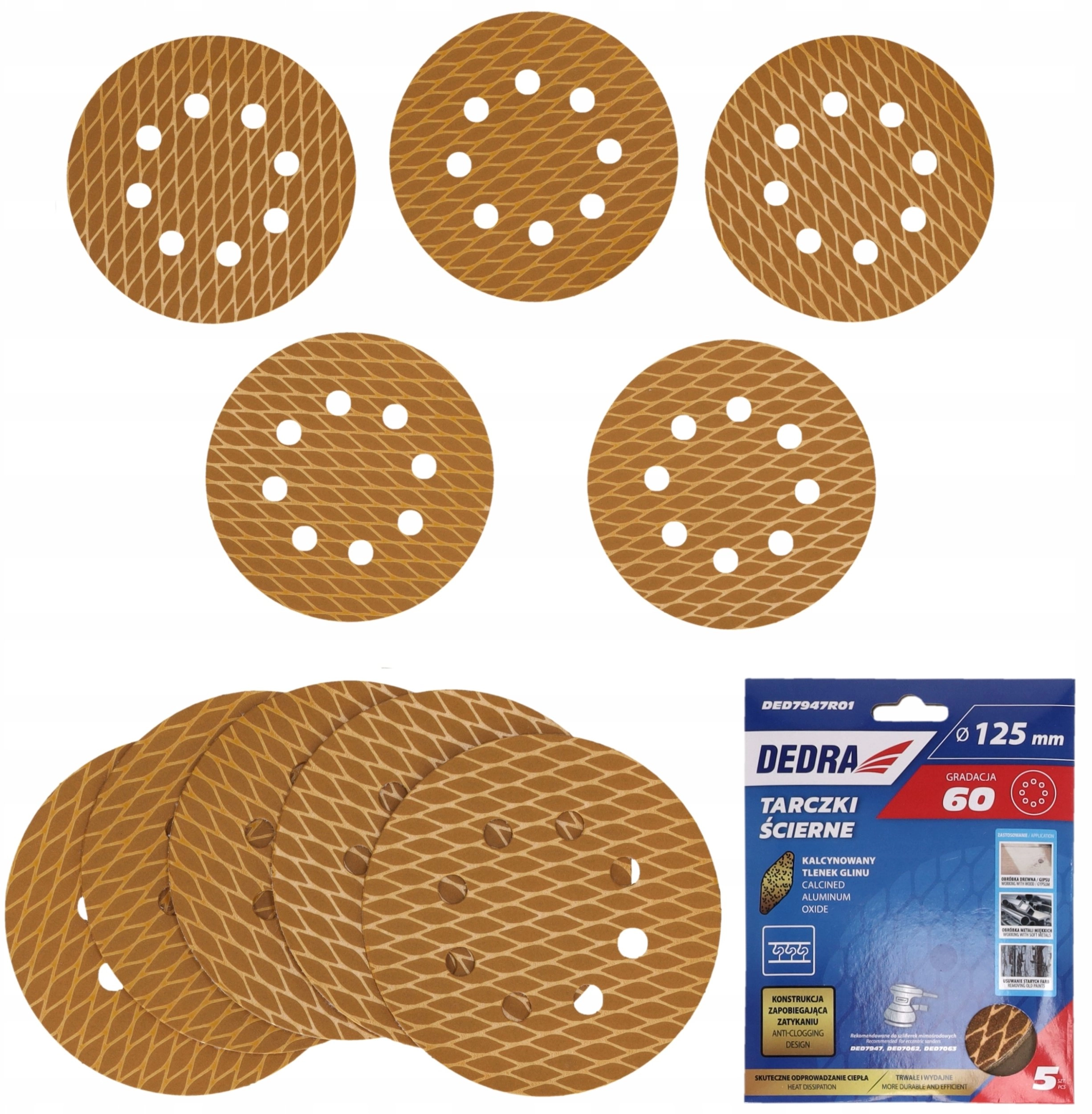 Anti-clog abrasive discs 125mm  #60  Velcro