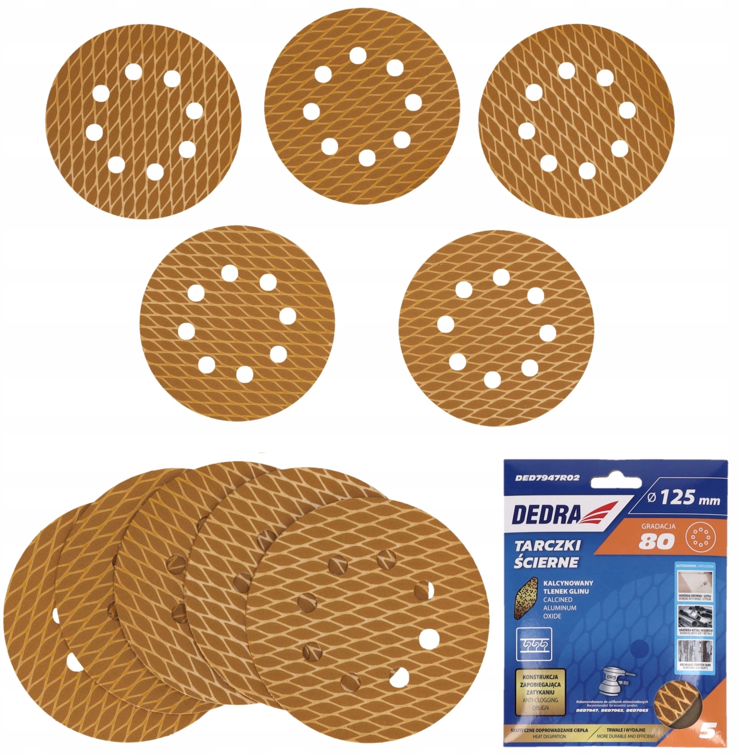 Anti-clog abrasive discs 125mm  #80  Velcro