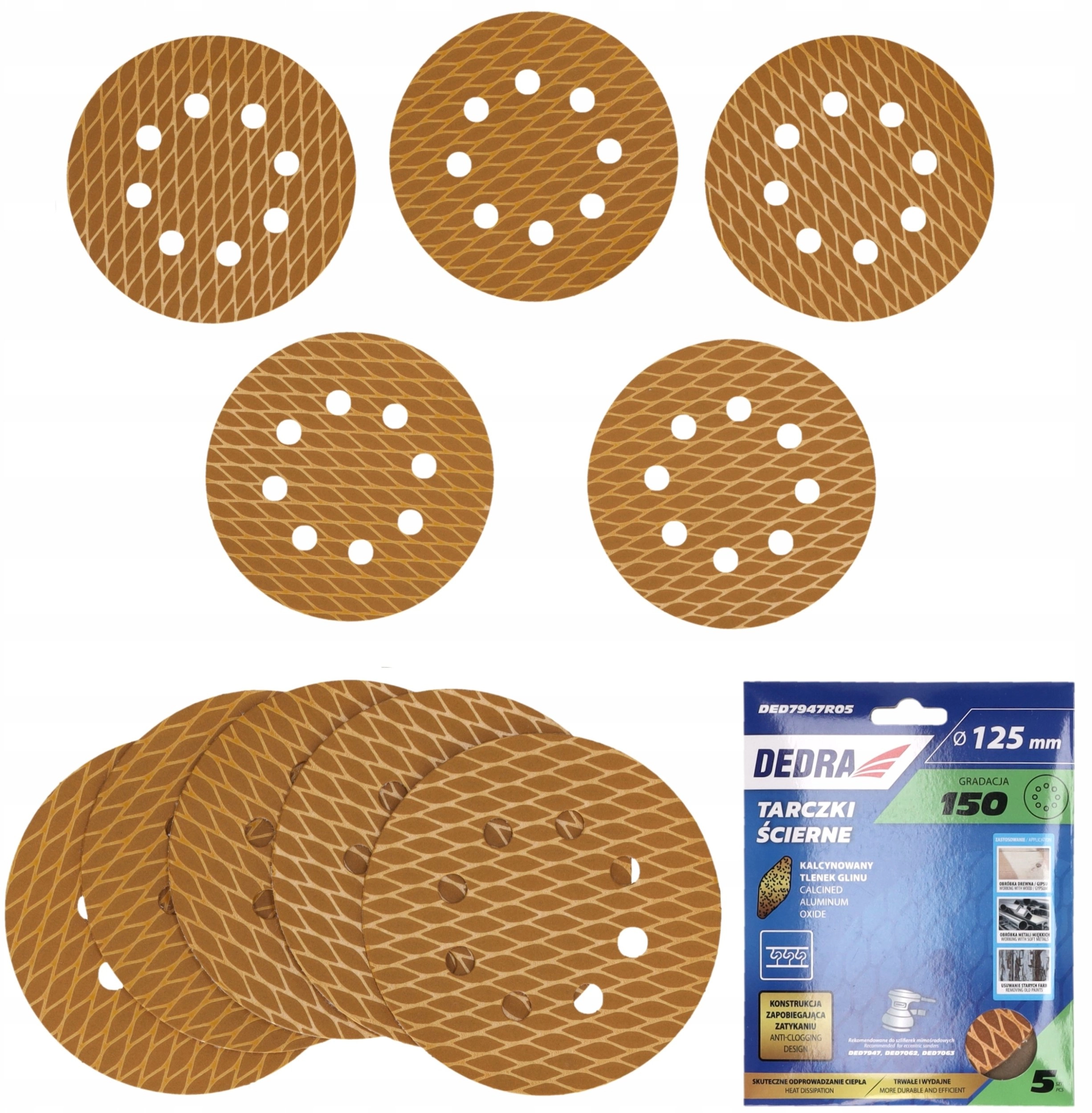 Anti-clog sanding discs 125mm  #150  Velcro