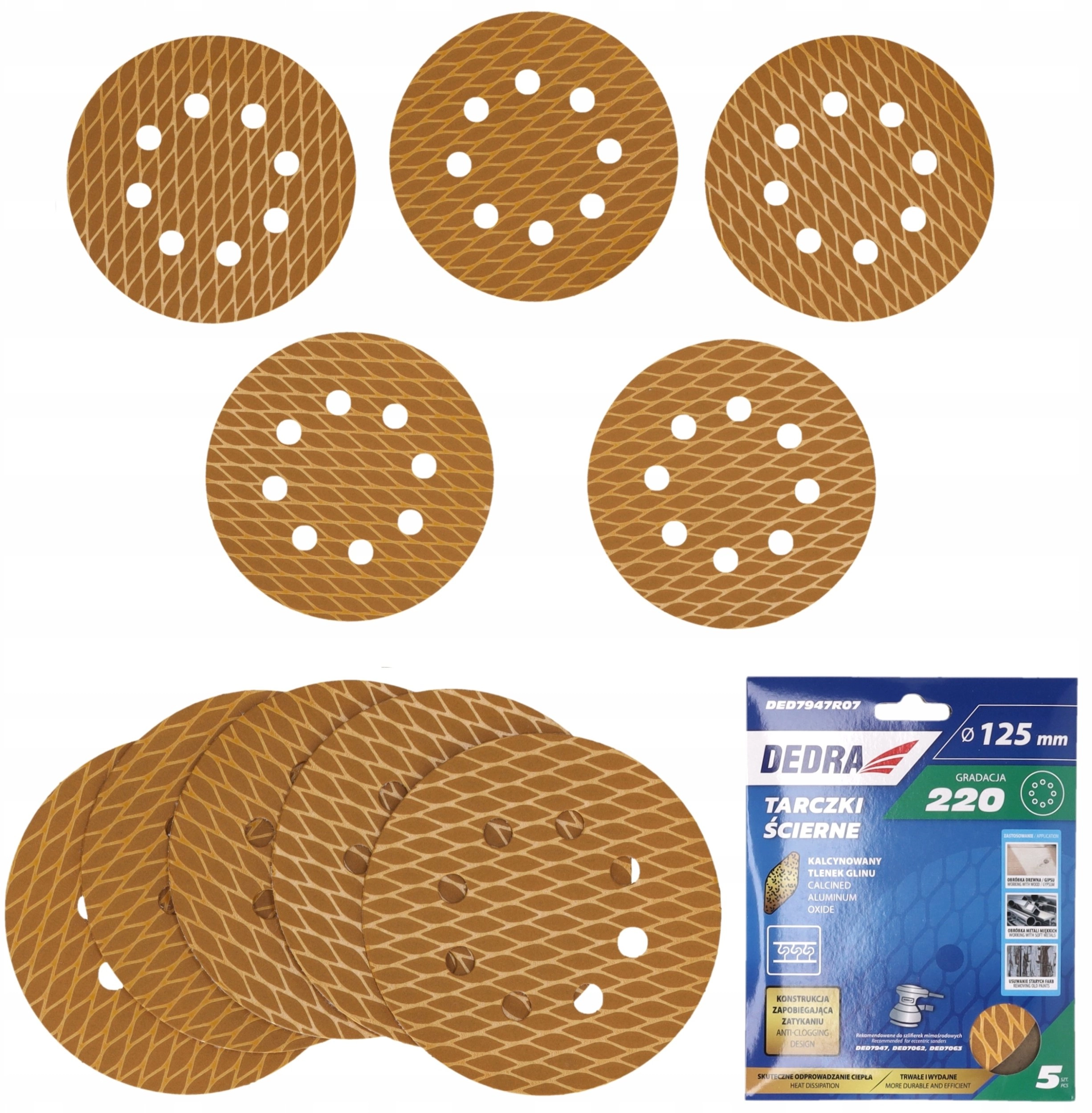 Anti-clog sanding discs 125mm  #220  Velcro