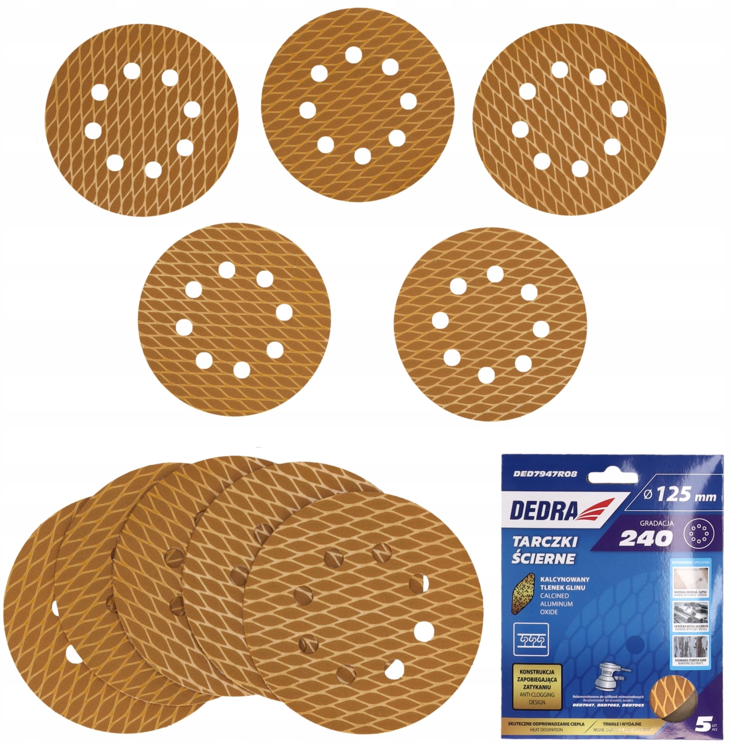 Anti-clog sanding discs 125mm  #240  Velcro