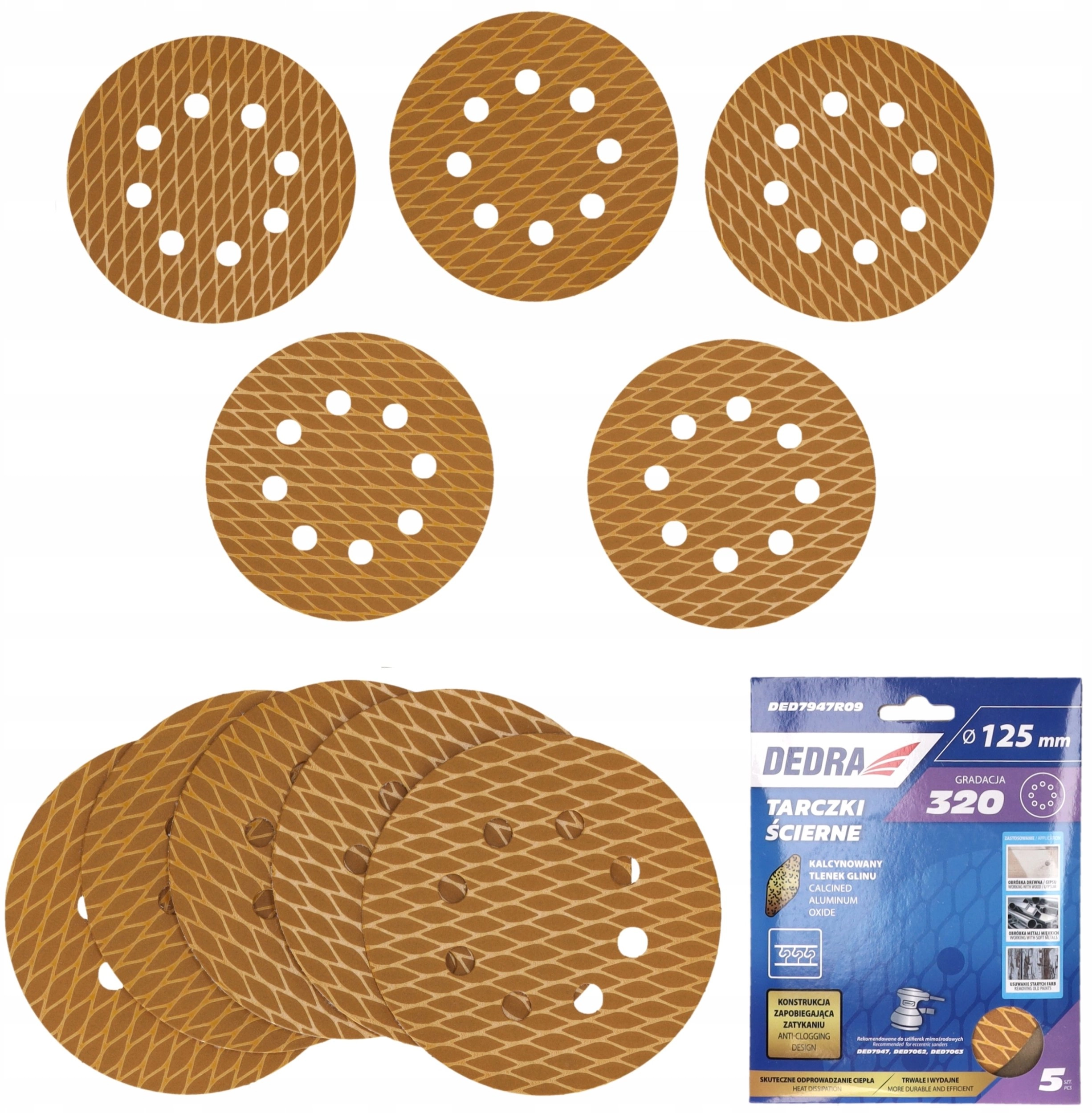 Anti-clog sanding discs 125mm  #320  Velcro