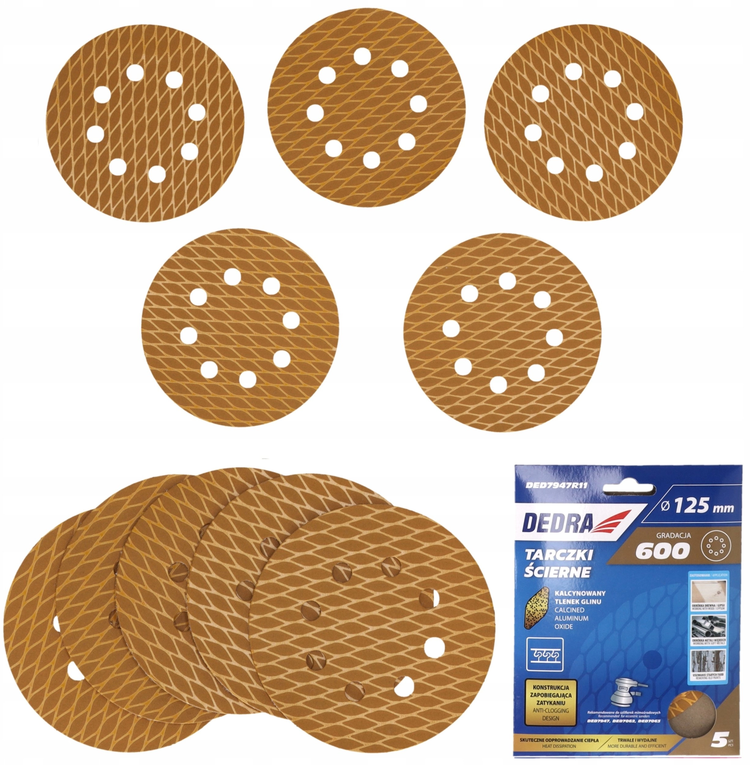 Anti-clog sanding discs 125mm  #600  Velcro