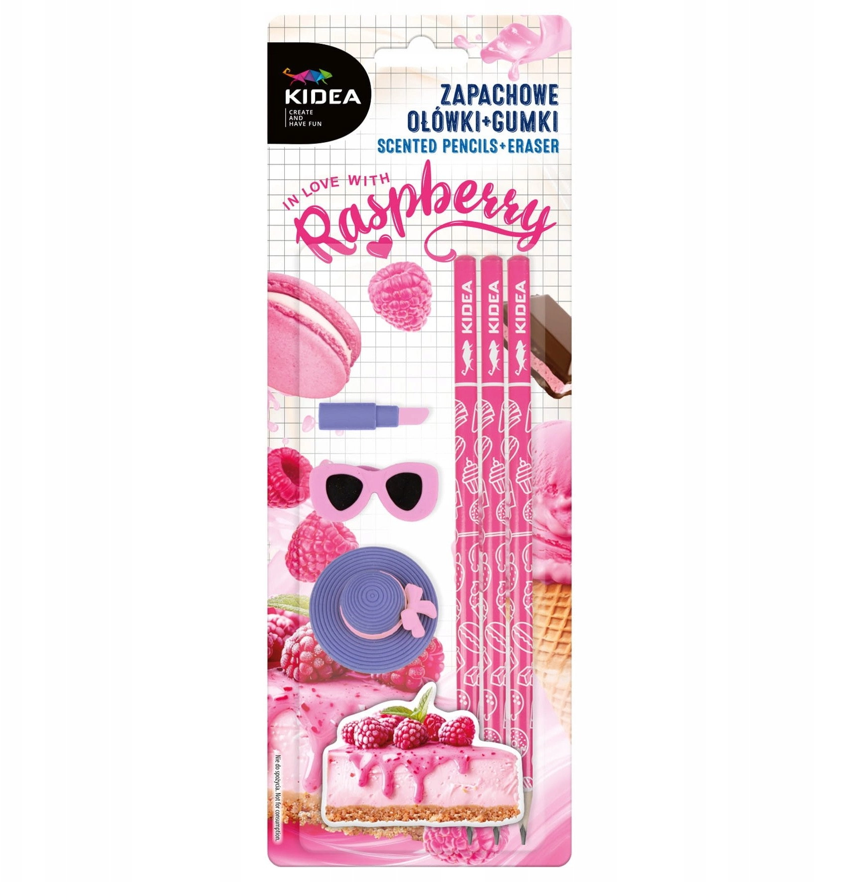 Scented pencils + erasers raspberry cheesecake