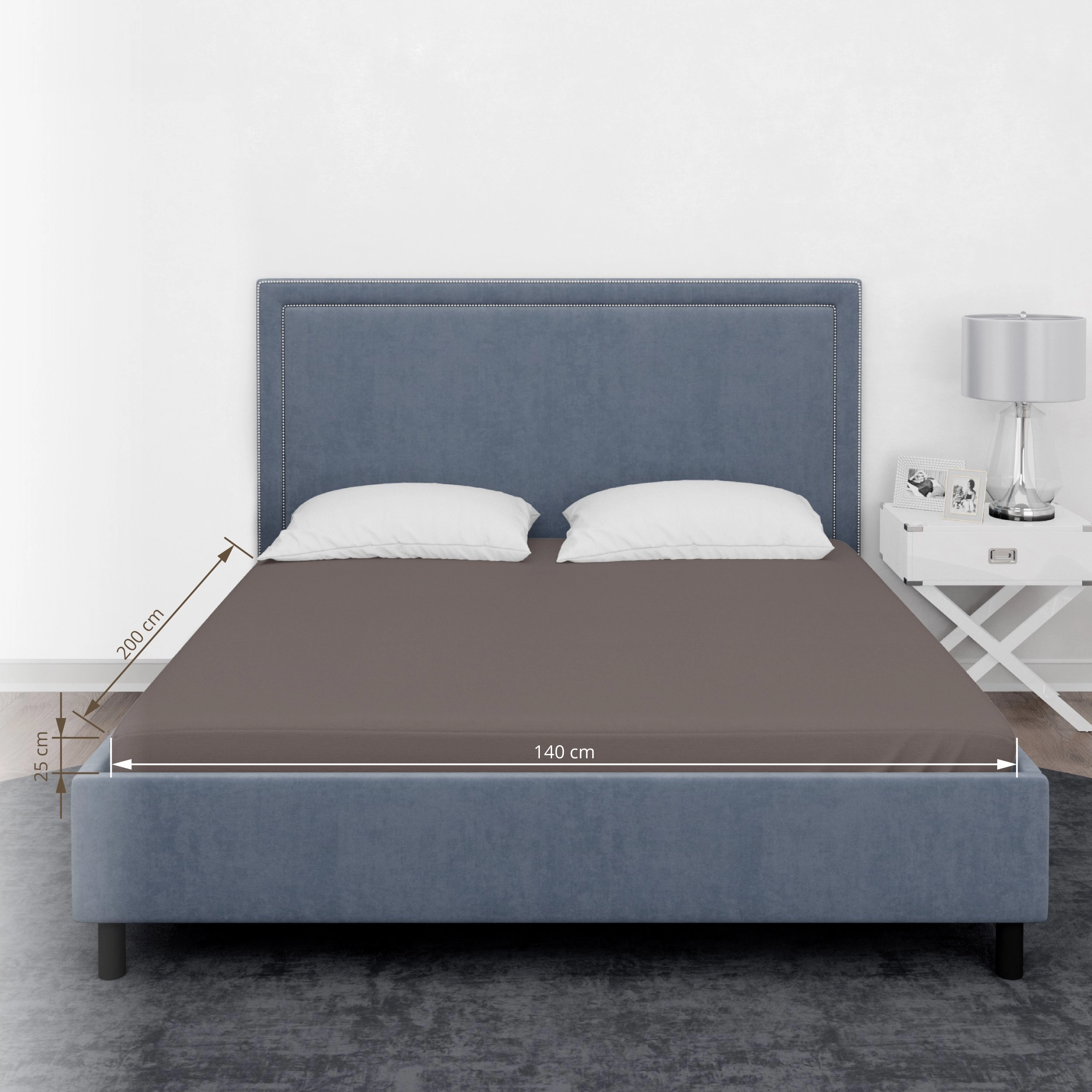 FITTED SHEET SATEEN 140X200+25 TAUPE 14968308