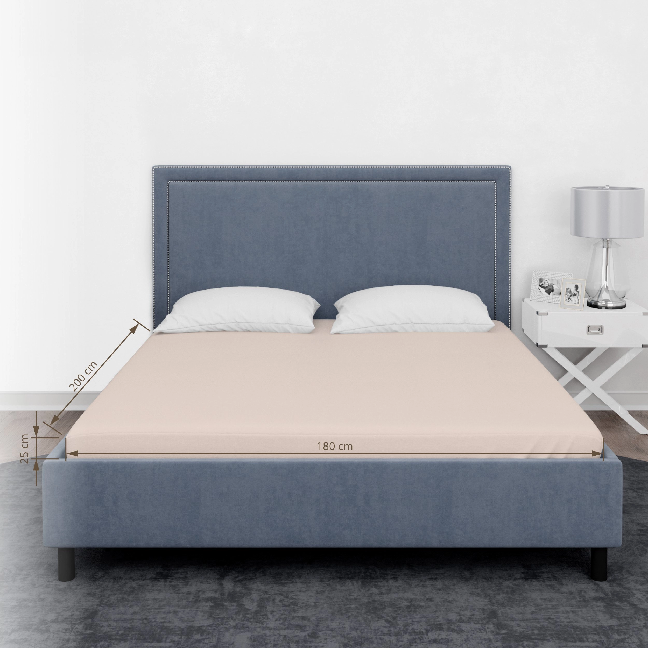 FITTED SHEET SATEEN 180X200+25 BEIGE 14968342