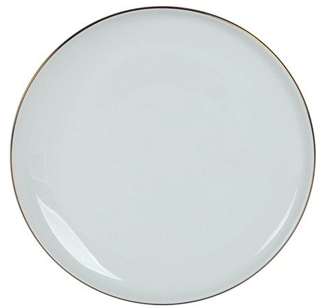 PLATE WITH GOLD RIM WHITE 26CM