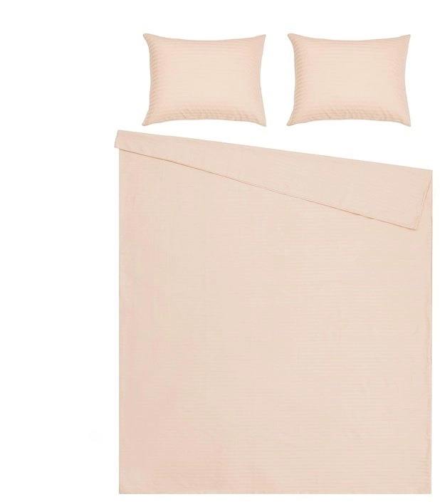 BED COV SET STRIPED SATEEN SAND