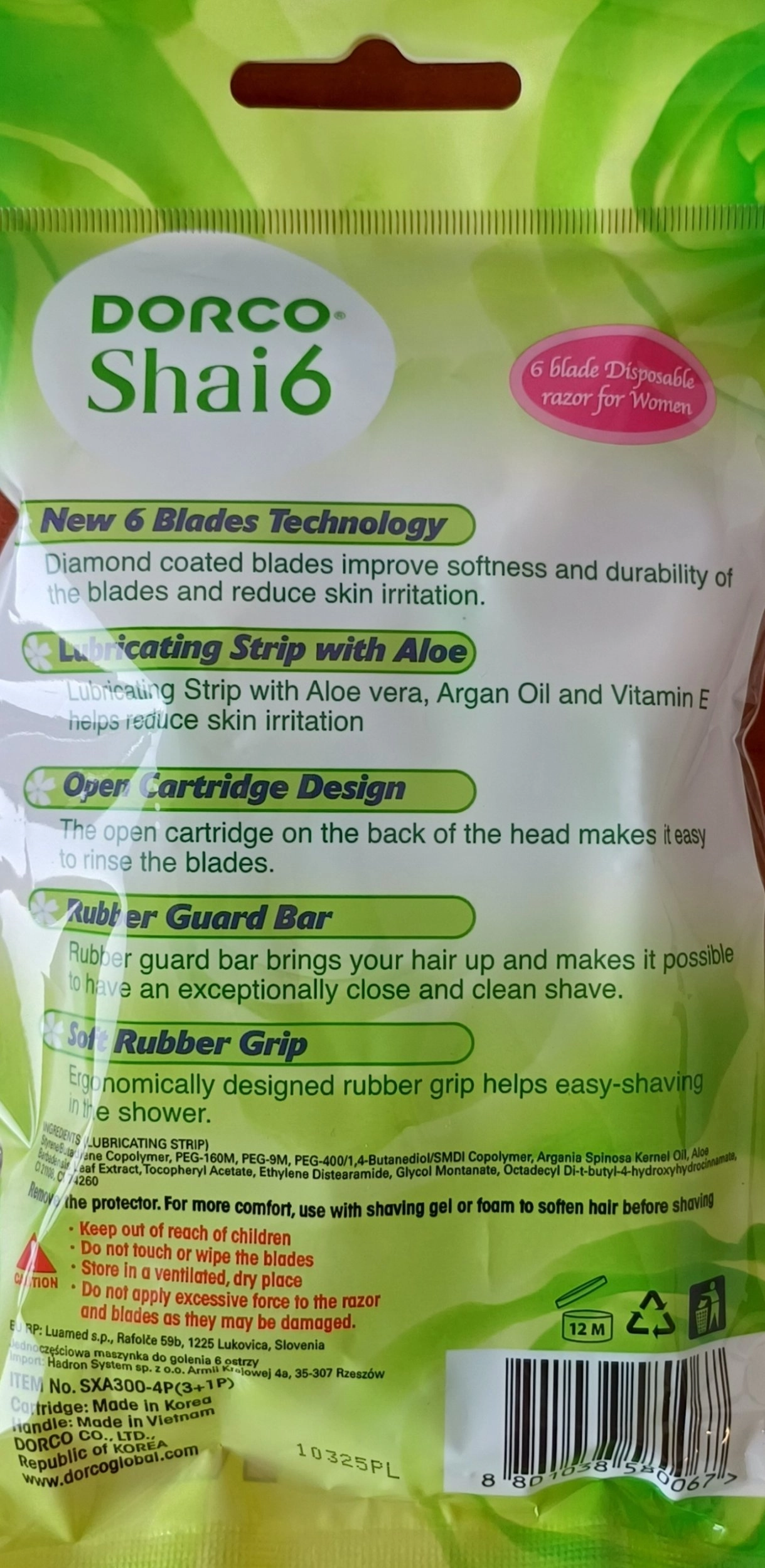 DORCO Shai 6 Women`s disposable razor
