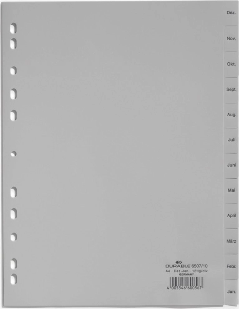 DURABLE monthly register December-Jan 12-part gray