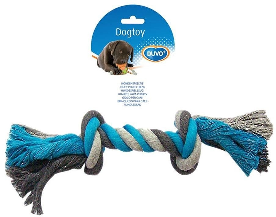 DUVO+ TOY ROPE 2 KNOTS BLUE-GRAY