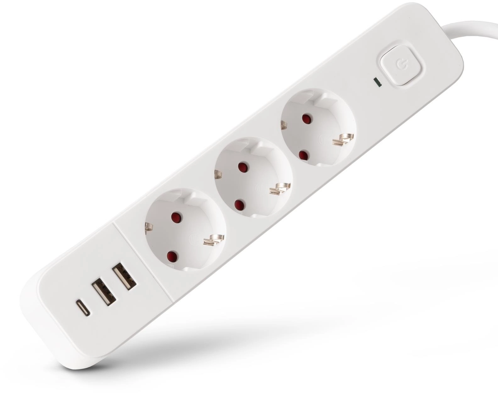 Entac power strip 3-way 2x USB-A
