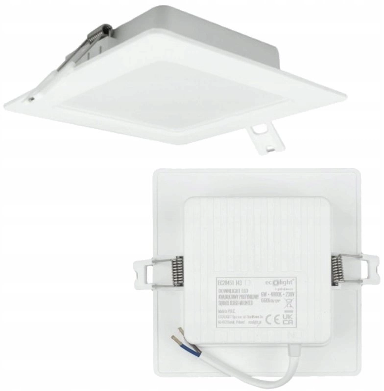 Downlight P/T square 6W 660lm 4000K