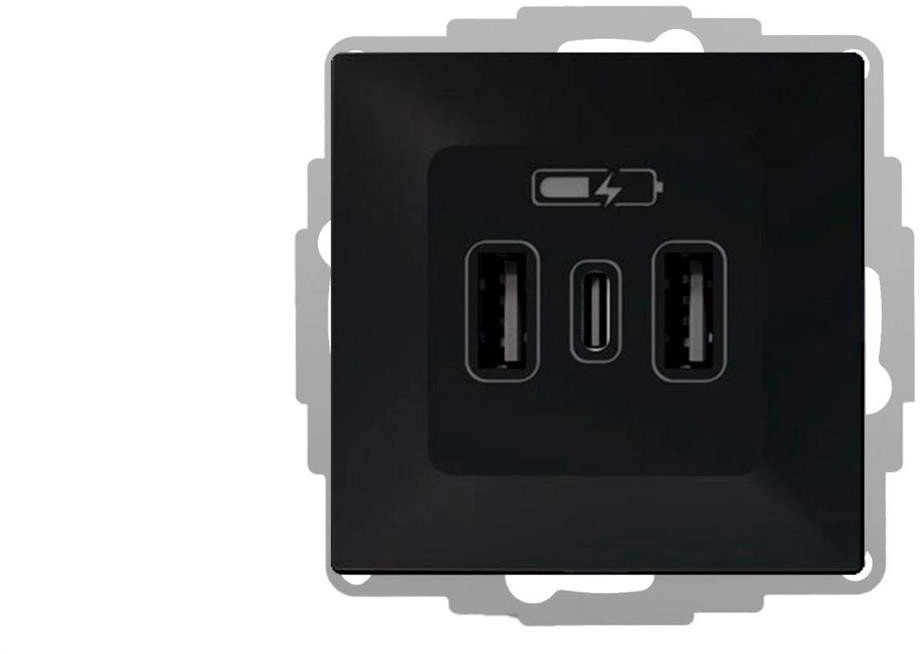 VESTRA USB charger 2xA+C black 3808-19