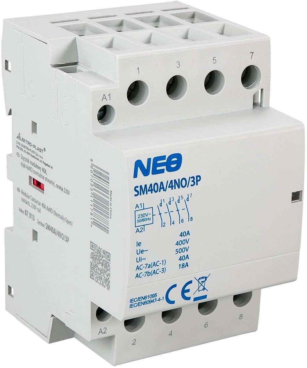 Elektro-Plast Modular contactor SM40A-4NO-3P 40A contacts