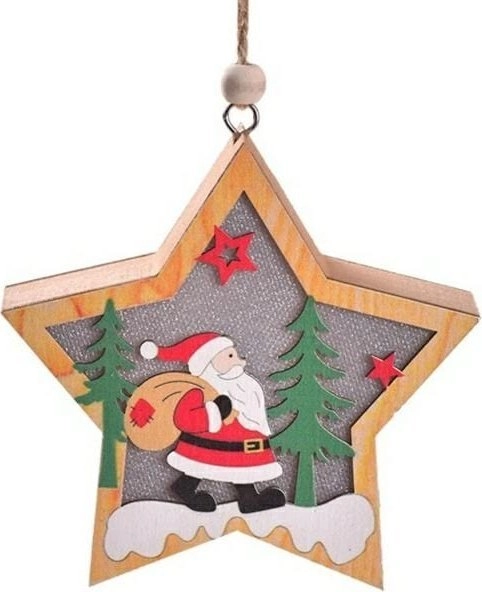 Wooden Christmas Lamp Santa Claus -