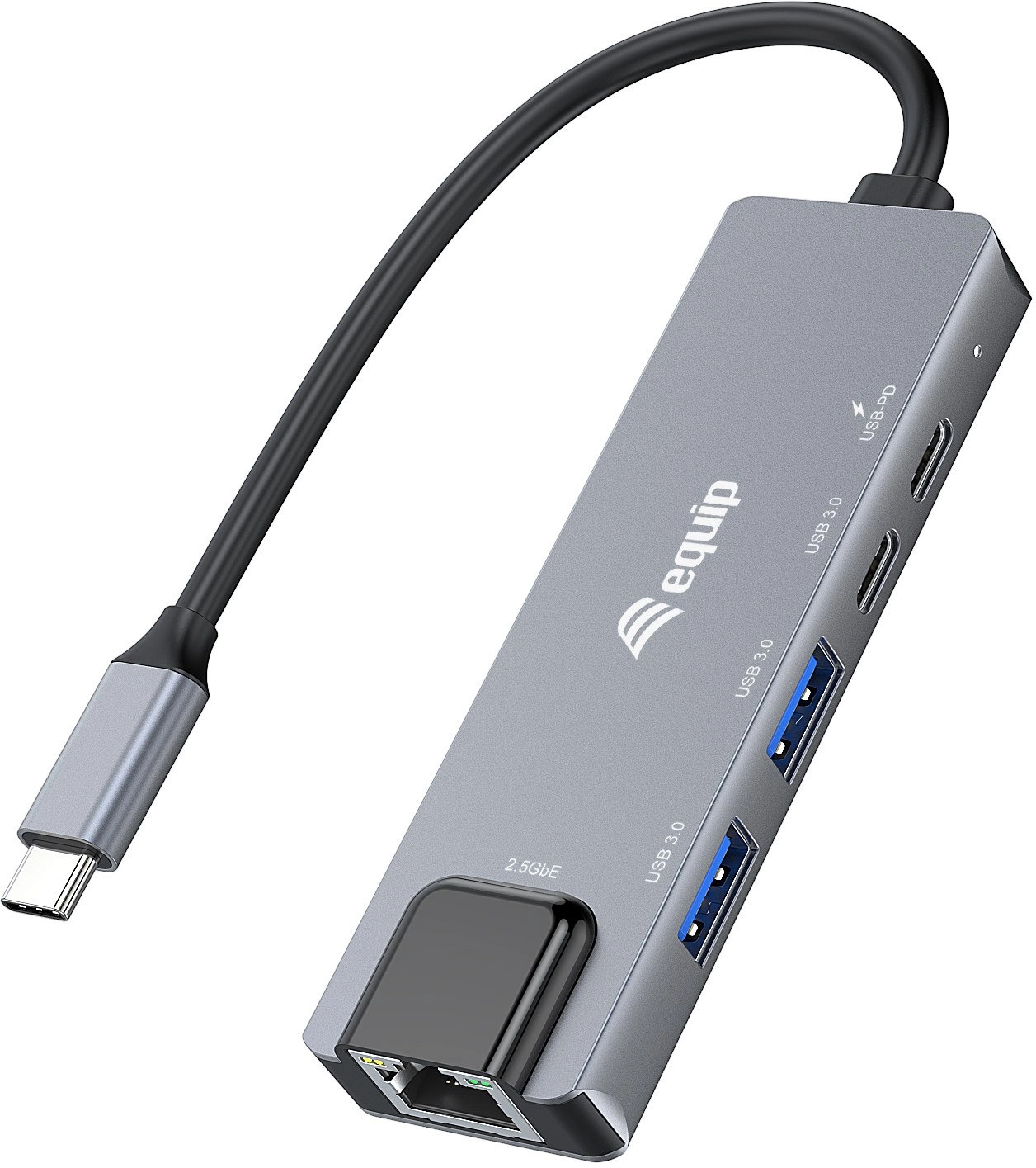 Equip Adapter USB-C-RJ45/2xUSB-A/USB-C/PD 0.25m Alu