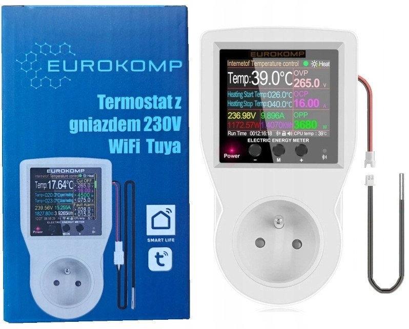 Termostat z gniazdem 230V licznik energii