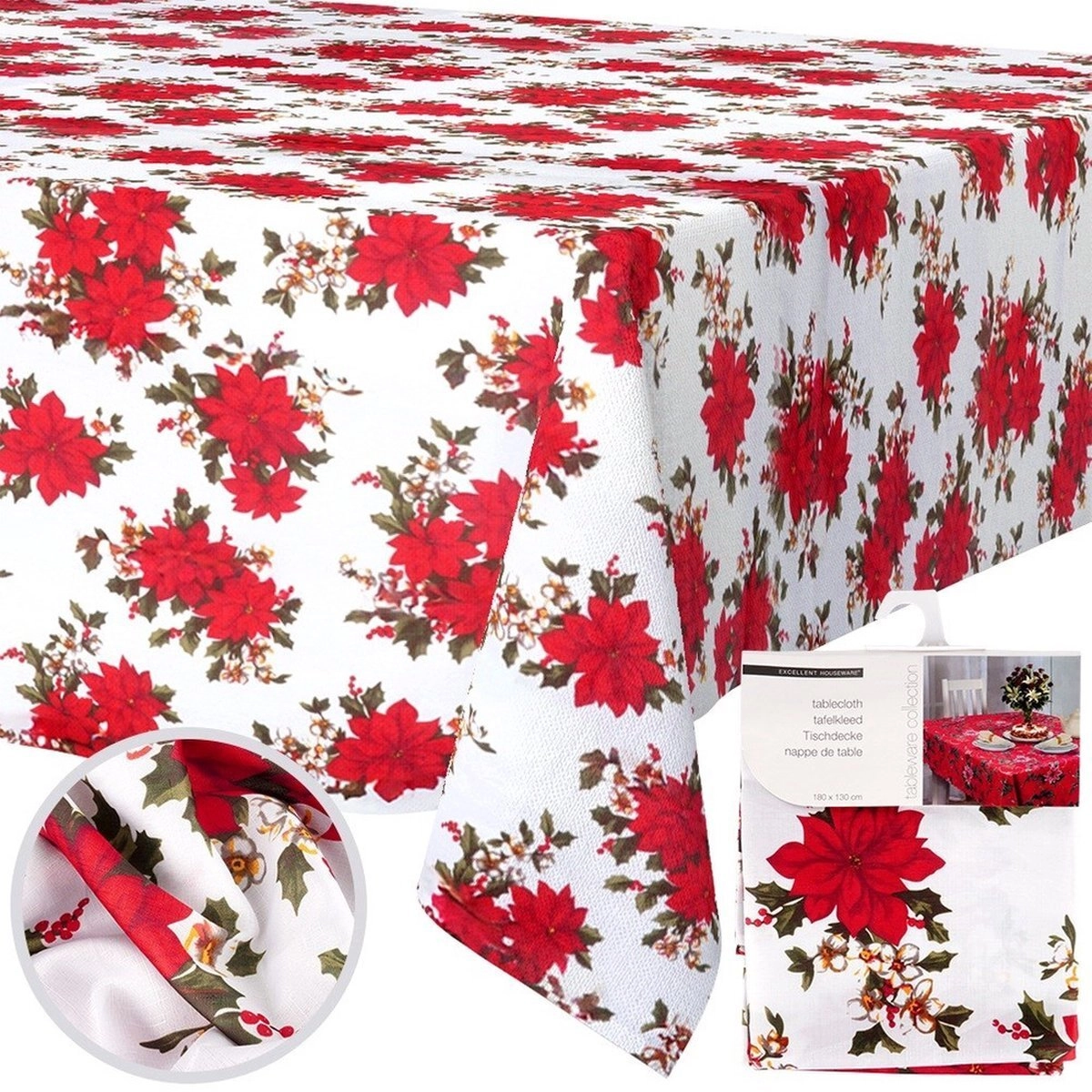 Excellent Houseware Stain-resistant Christmas tablecloth 180x130CM