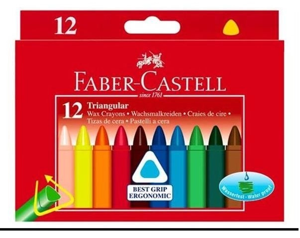 Faber-Castell triangular wax crayons 12 colors
