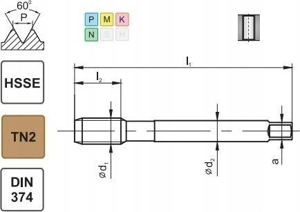 GWINTOWNIK M10x1 DIN-374B (6H) HSSE TIN
