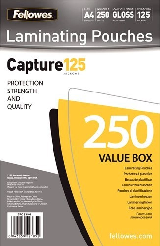 Fellowes Fellowes A4 Glossy 125 Micron